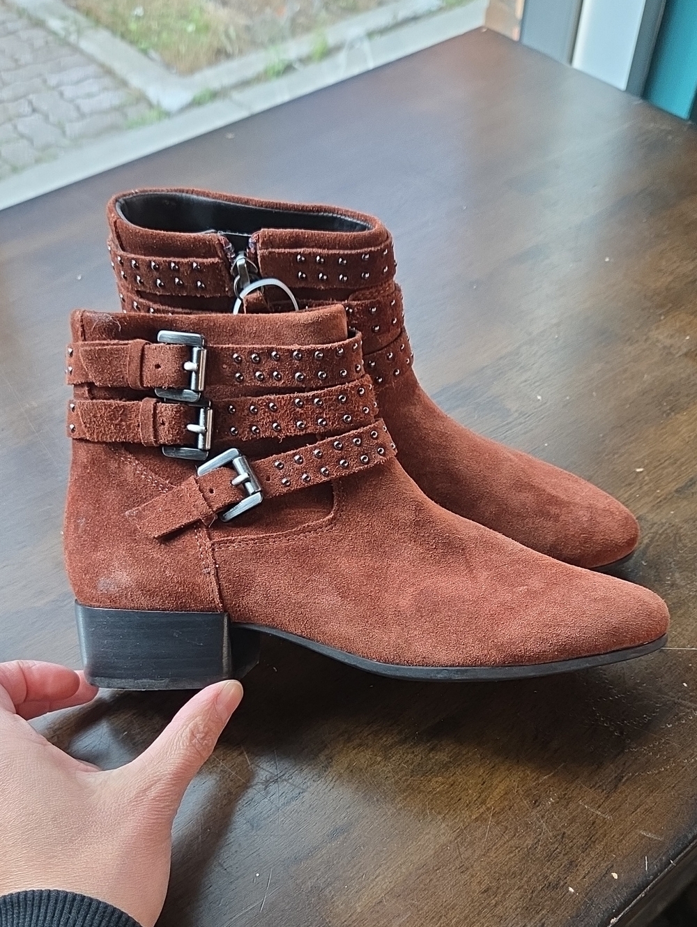 Geox Size Size EU 37 US  7 Women’s Suede Studded Ankle Boots - Rust Brown NEW
